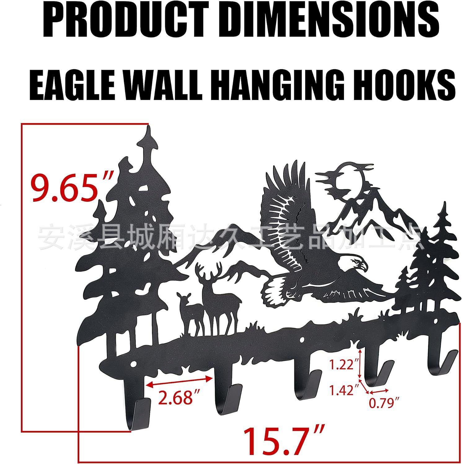 Metal eagle coat hook wall mount with 5 hooks hanger and keychain coat rack and backpack