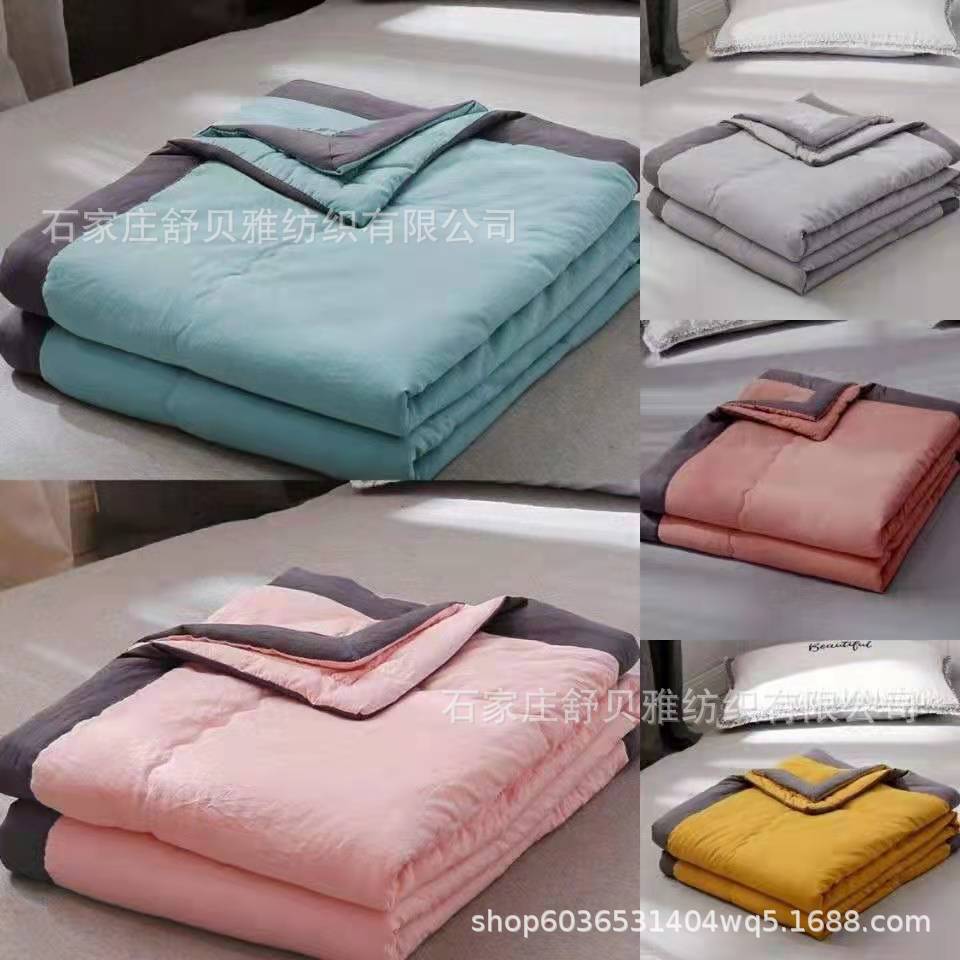 Постельное белье из хлопка с фабричной стиркой, летнее охлаждающее одеяло, весенне-осеннее тонкое одеяло, машинная стирка, односпальное и двуспальное, для студентов