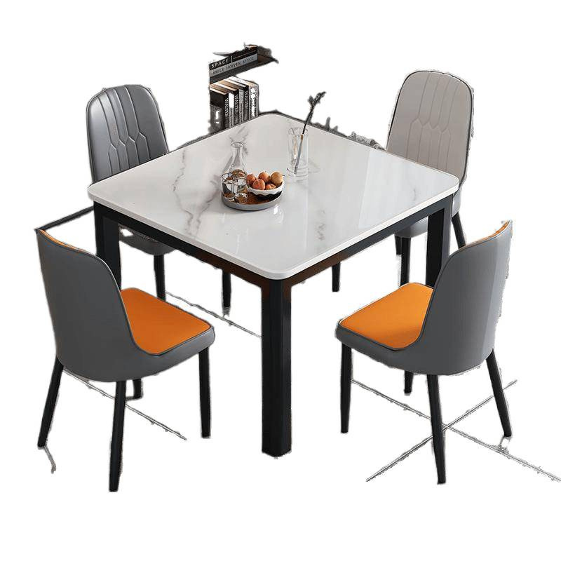 Tempered Glass Dining Table and Chair Combination for Home Use, Small Apartment Square Table for Dining, Simple Rental House, Second Floor