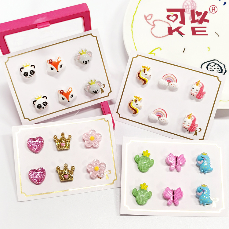 Новые клипсы для ушей для детей с мультяшными магнитами единорога и бабочки, без проколов