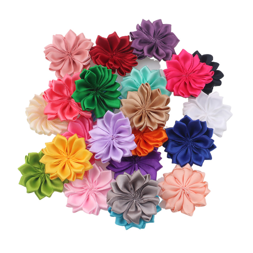 4cm Polyester with Ribbon Hand-stitched Flower Accessories DIY Headwear Shoes and Hats Garment Accessories Accessories in stock