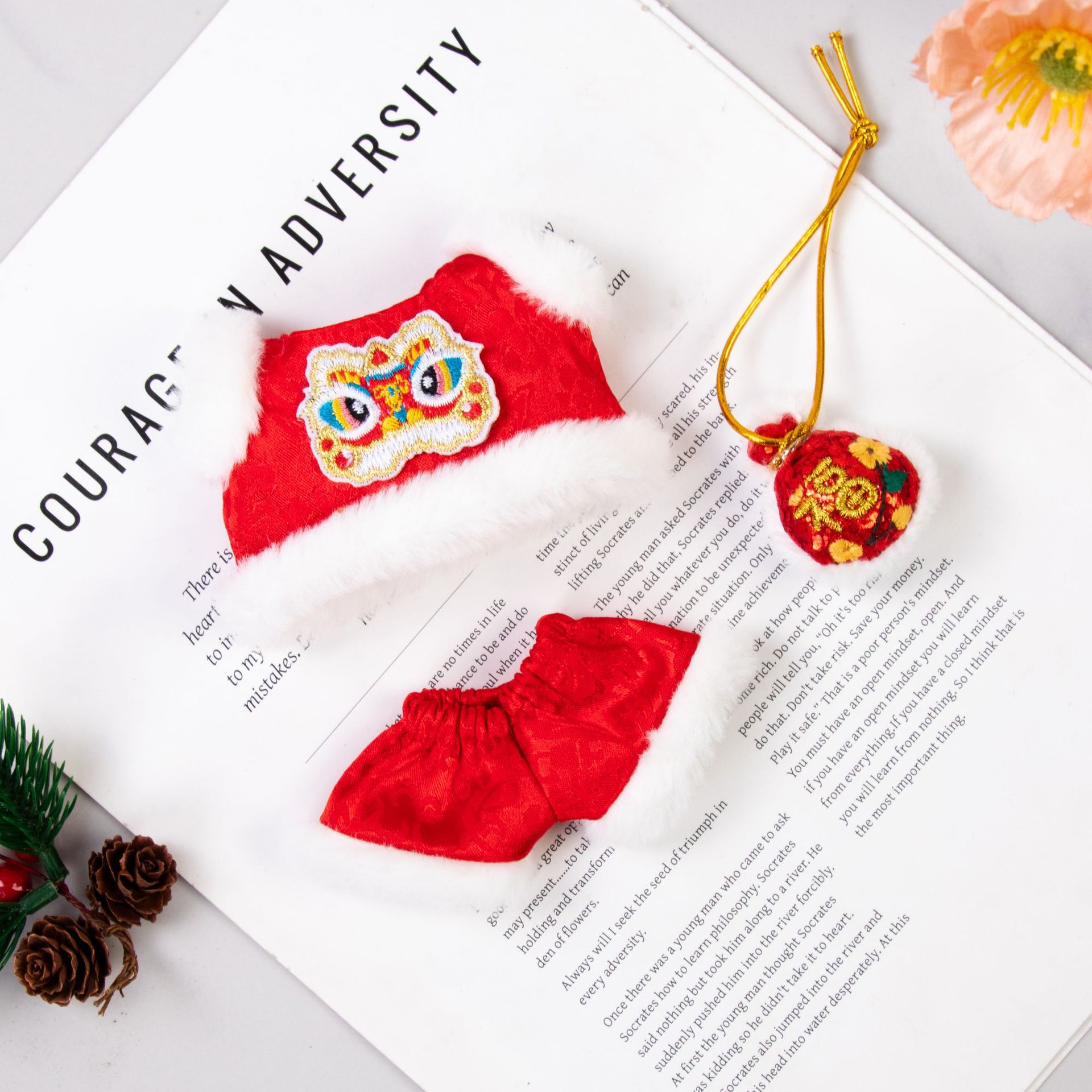 Labubu Handmade Doll Clothes New Year Outfit Labubu New Year Birthday Lucky Bag First Generation Third Generation 17cm Doll Clothes Replacement Outfit