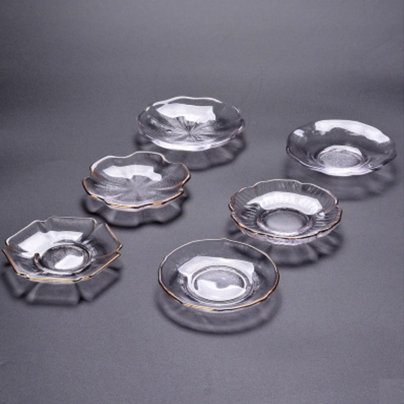 Japanese Coaster Crystal Glass Kung Fu Tea Set Accessories Coaster Creative Tea Ceremony Saucer Tea Cup Base Pad Insulation Pad