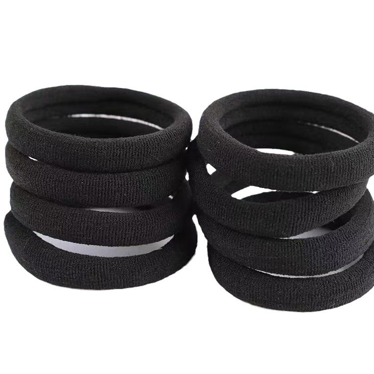 Seamless Black Hair Ring Towel Ring Women's Hair Rope Basic Base Rubber Band 4Cm.5Cm Diameter Manufacturer Wholesale