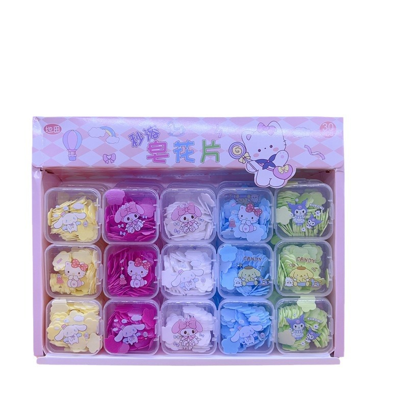 New Cute Small Square Box Instant Soap Flakes Cartoon Cute Kidsren's Hand Washing Tablets Disposable Soap Flakes Gift Batch