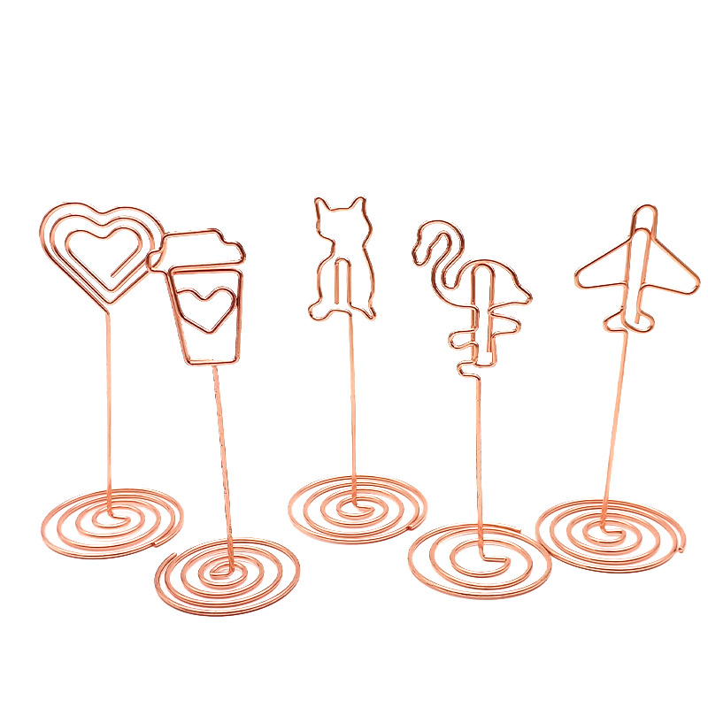 Three-dimensional metal note holder creative photo clip love name card holder desktop message holder gold multi-functional note holder