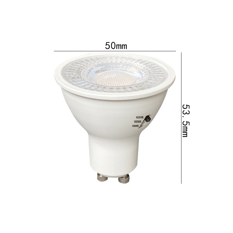 Gu10 dial lamp cup 5W7W wide pressure three-stage dial color GU10 lamp cup constant current plastic package aluminum color lamp cup