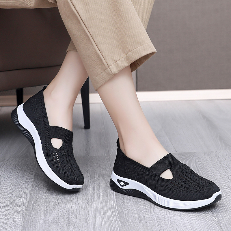 Women's Autumn Breathable Soft-Soled Slip-On Shoes for Middle-Aged and Elderly Mothers, Temu Cross-Border Large-Size Women's Cloth Shoes