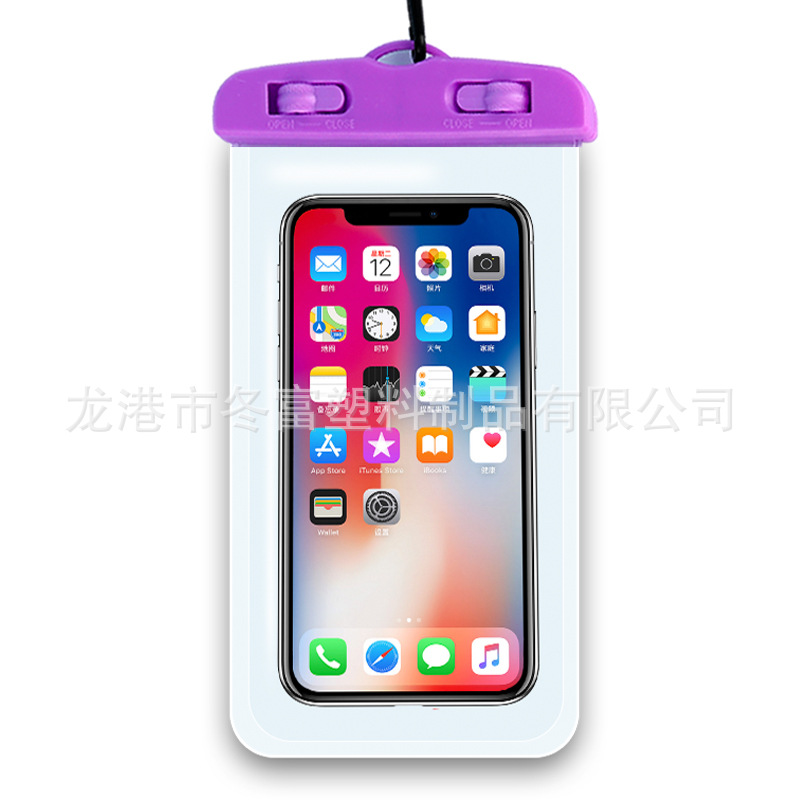 Color clip PVC mobile phone waterproof bag HD double-sided transparent hanging neck seal clip swimming sports printable LOGO