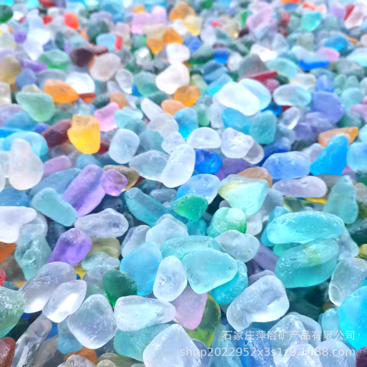 Irregular Shaped Glass Pebbles, Sea Glass, Frosted Mixed Color Stones for Aquarium Fish Tank Landscaping