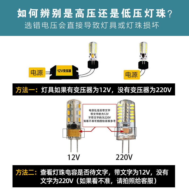 G4 Lamp Bead Led Pin Low Voltage 12V Crystal Lamp Plug Bulb 220V Super Bright G9 Light Source Mirror Headlight Energy-Saving Small Bulb