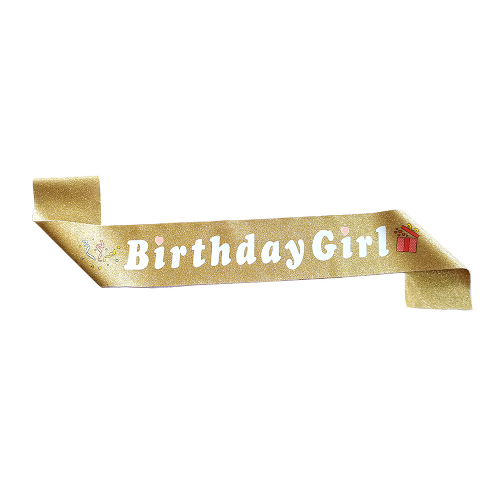 Children's birthday Shoulder Strap birthday girl Cross-border birthday Party Glitter Powder Etiquette Shoulder Strap