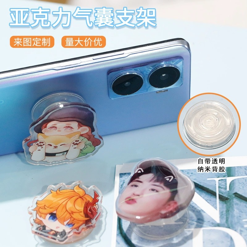 Customized Acrylic Mobile Phone Airbag Holder with Pictures, Customized Glue Rotating Transparent Paste Extendable Magnetic Holder
