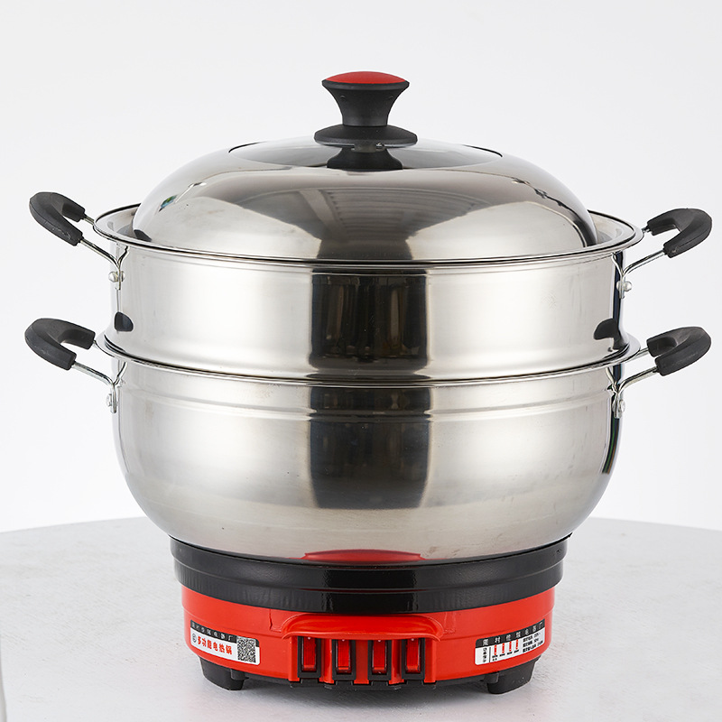 Thickened Stainless Steel Household Electric Hot Pot with Timer for Steaming, Cooking, Stewing, Multifunctional All-In-One Pot, Plug-In Electric Cooking Pot