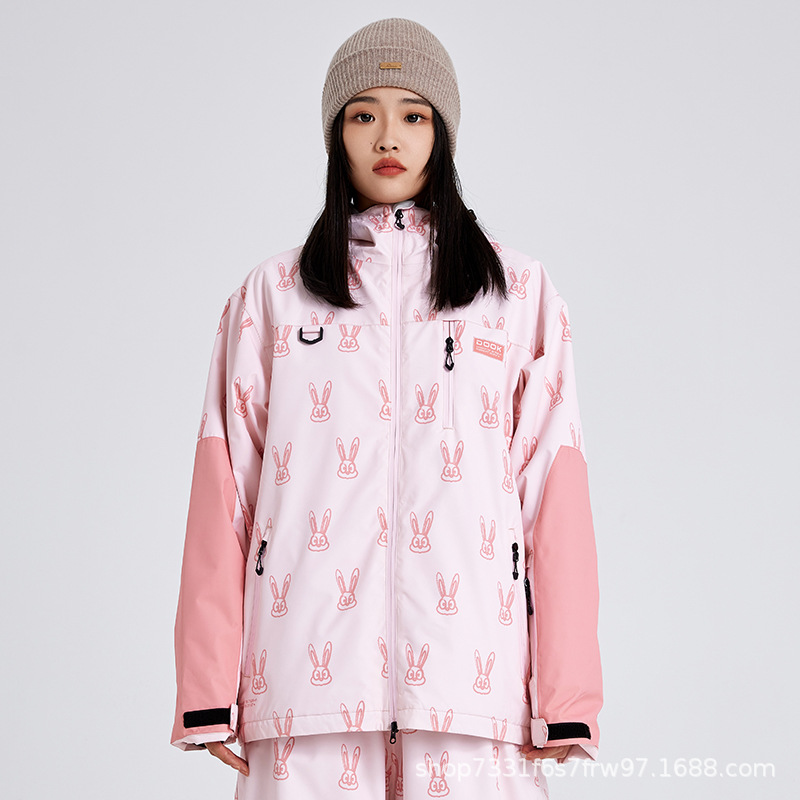 2023 new single-board ski suit women's men's waterproof windproof cold-proof professional thickened warm American coat 539