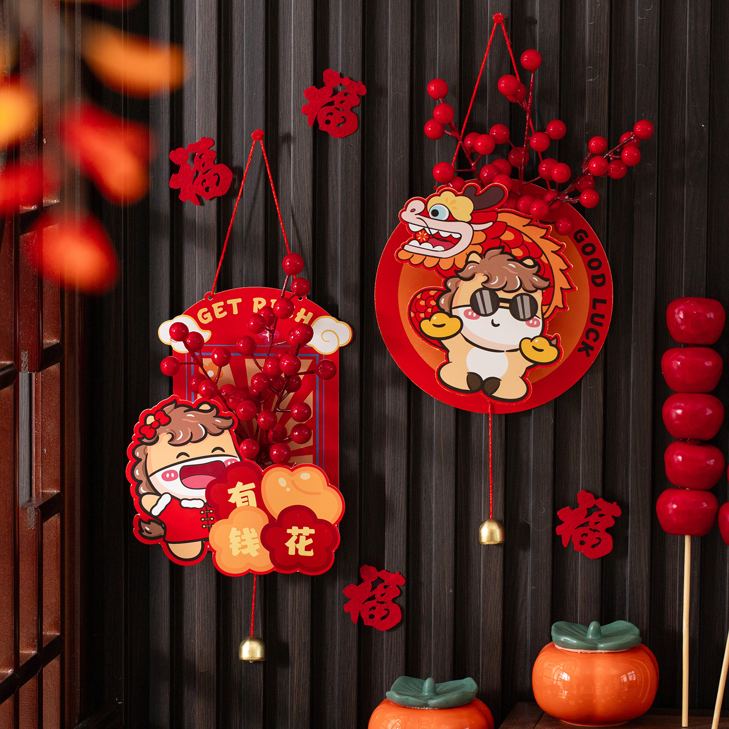 2026 Year of the Horse New Year Living Room Blessing Pendant Spring Festival Blessing Pendant New Year Decoration New Year's Day Scene Layout