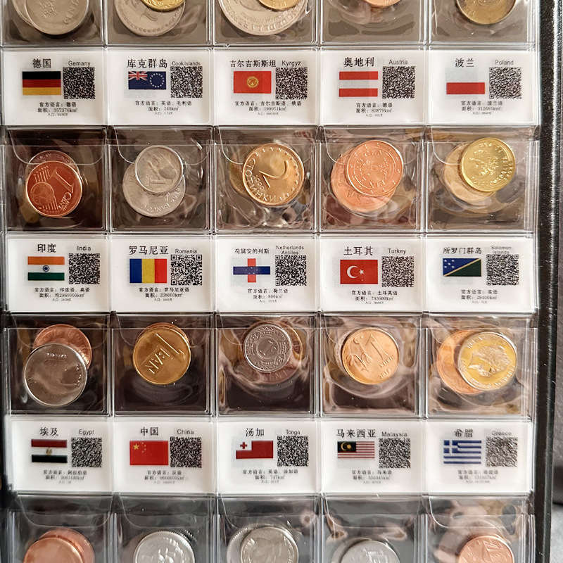 Coin Commemorative Album of 60 Countries in the World, Foreign Coins, Foreign Coin Collection Album, Coin and Banknote Album of Various Countries, Fidelity