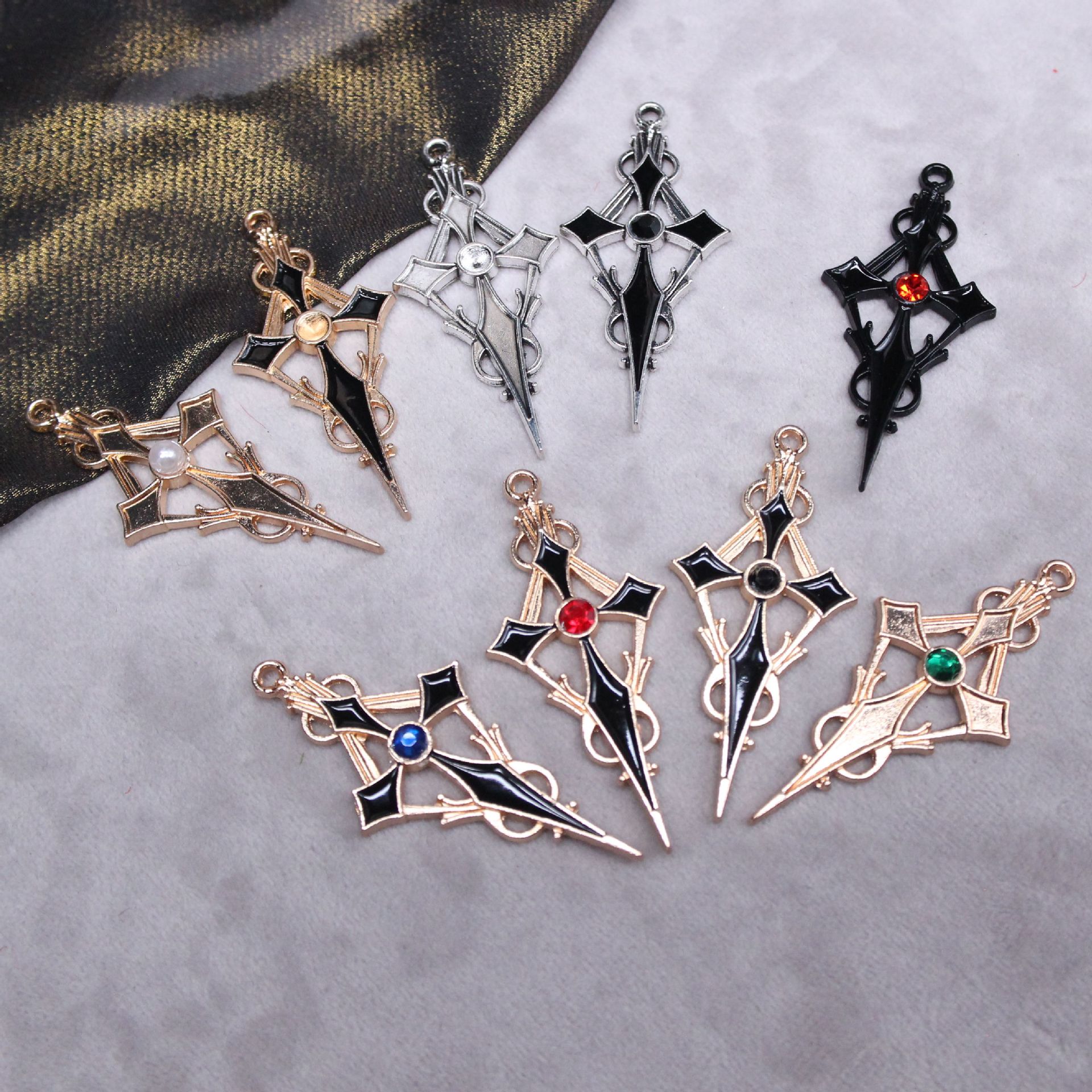 Материалы для DIY серьги, сплав, капля масла, подвеска в форме креста, ромбовидная подвеска, аксессуары Лолита