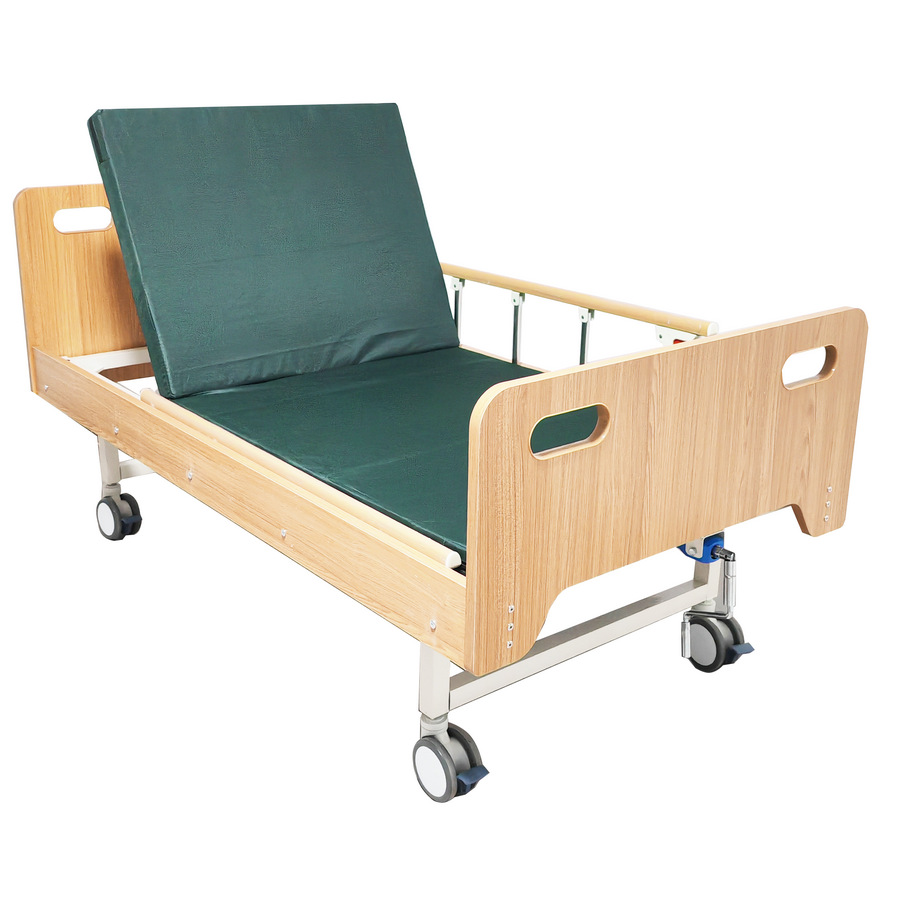 Solid Wood Nursing Bed with Guardrails for Nursing Homes and Medical Care Institutions
