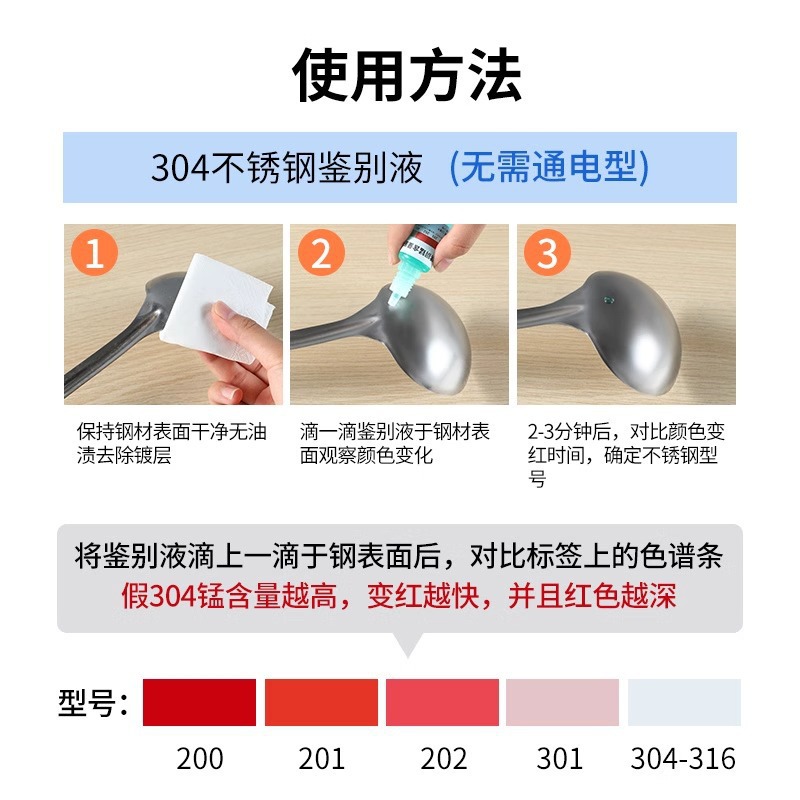 Household Stainless Steel Detection Liquid Identification Reagent Identification Test Solution Manganese Content 316 Test Identification Agent