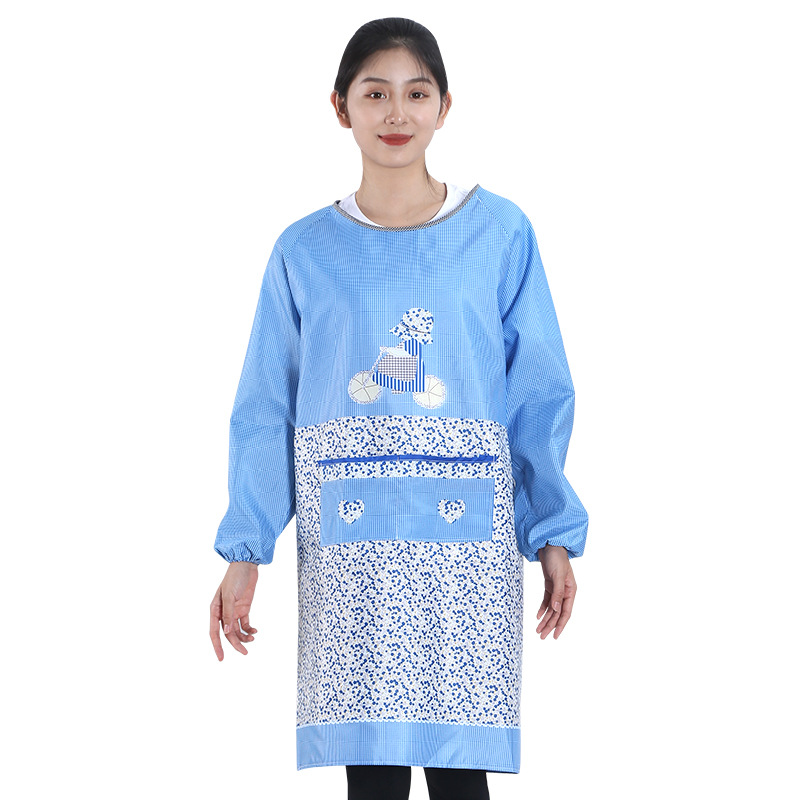 Long-sleeved smock reverse dressing home kitchen fashion Korean long-sleeved apron smock advertising gifts set smock
