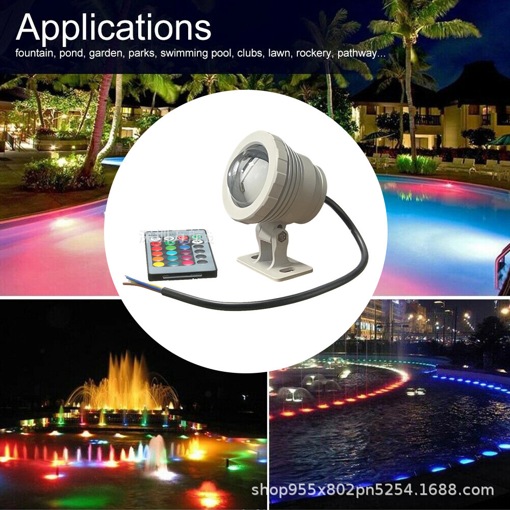 Cross-Border E-Commerce Best-Selling 5W 10W Rgb Underwater Light Colorful Remote Control Underwater Light Park Square Landscape Spotlight