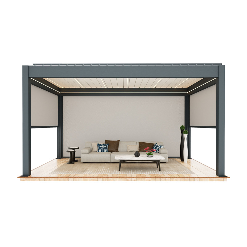 Source Factory Wholesale Gazebo Outdoor Sunshade and Rain Shelter Aluminum Alloy Gazebo Villa Courtyard Garden Gazebo