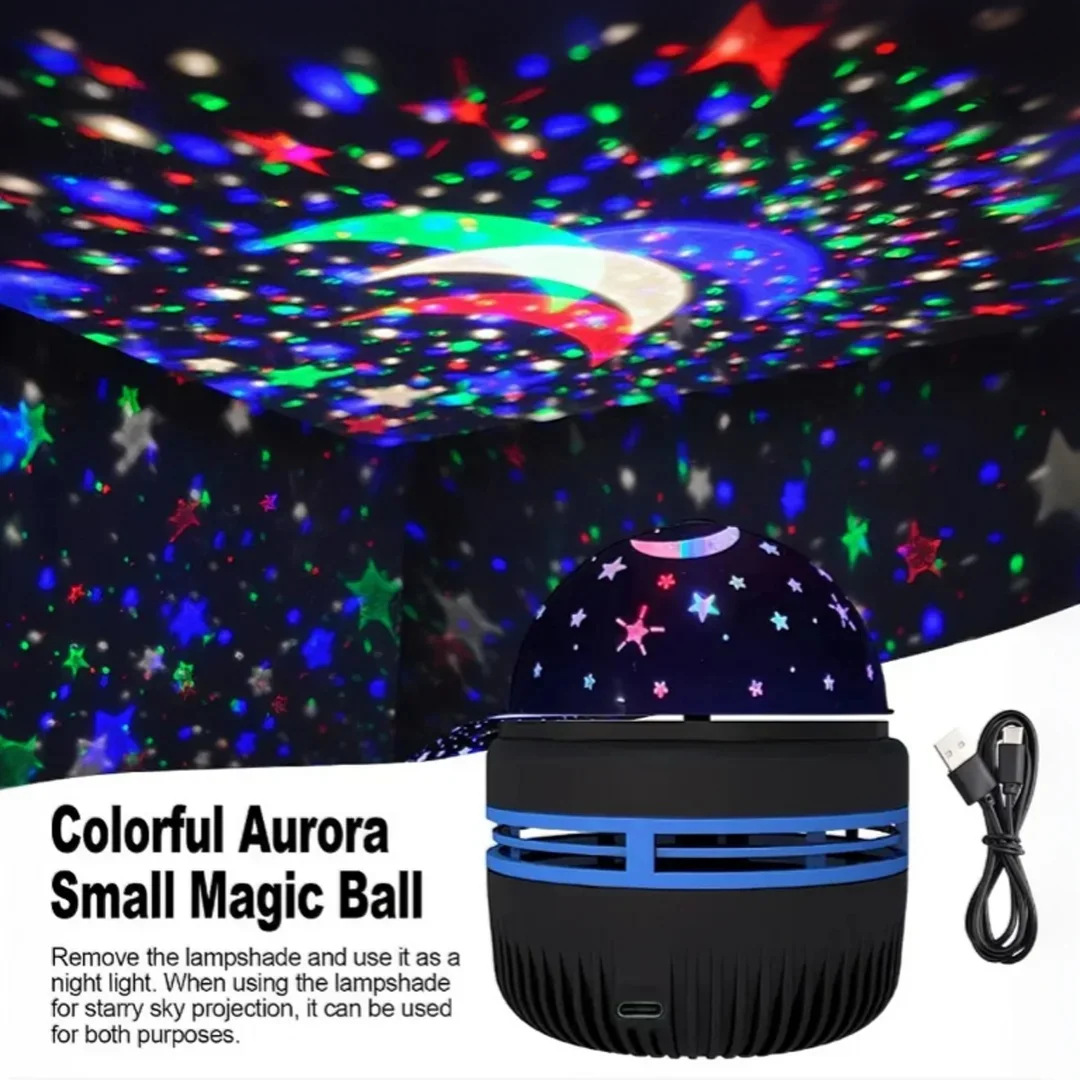 Вращающаяся кристальная магическая лампа с пультом управления, проектор звездного неба, лампа с цветной атмосферой, ночник с авророй
