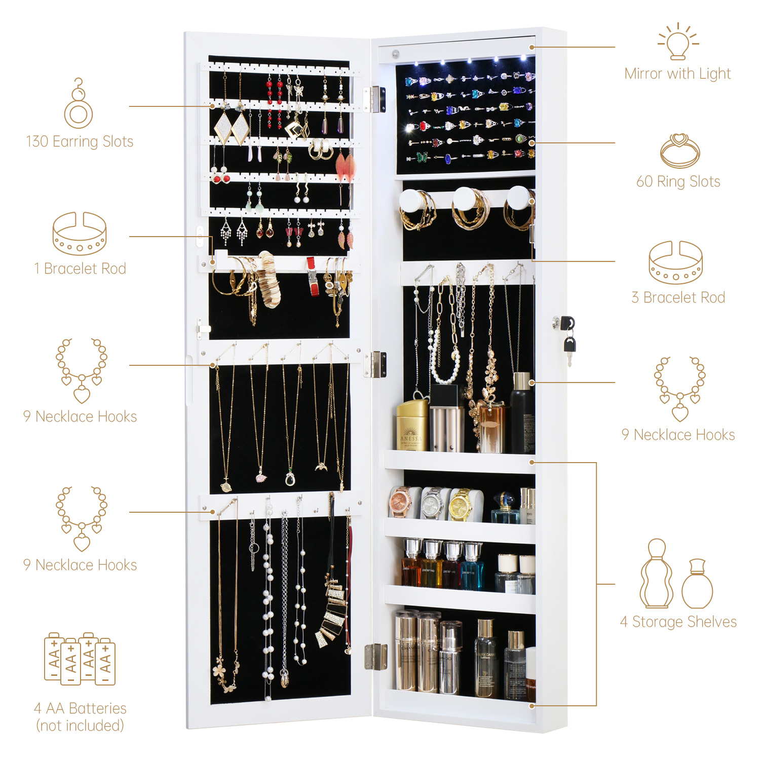 Jewelry cabinet storage mirror cabinet bedroom full-body mirror cloakroom dressing mirror factory wholesale