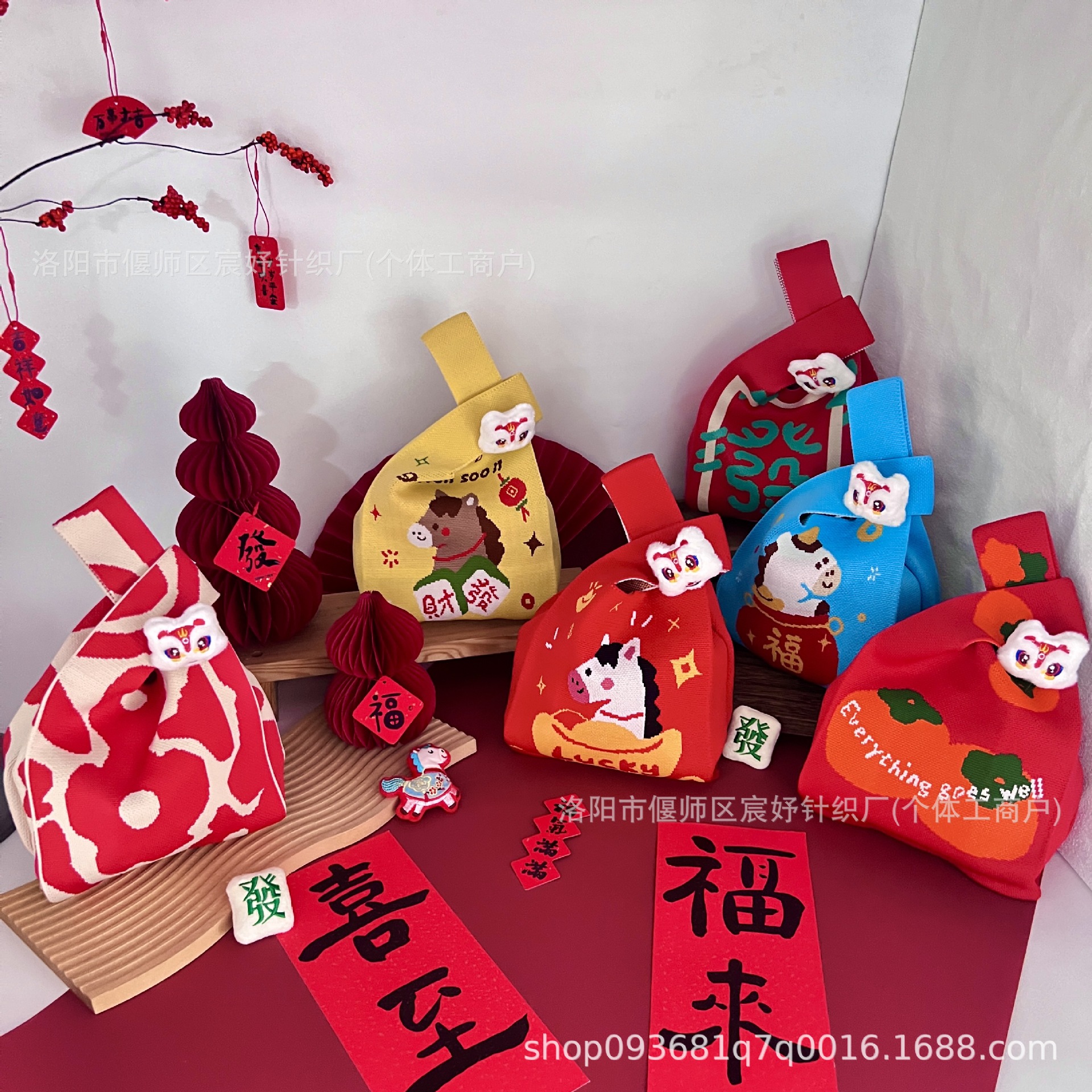 2026 Year of the Horse New Festive Knitted Handbag Handbag Portable Crossbody Bag Original Easiest for Match Gift Bag for Women