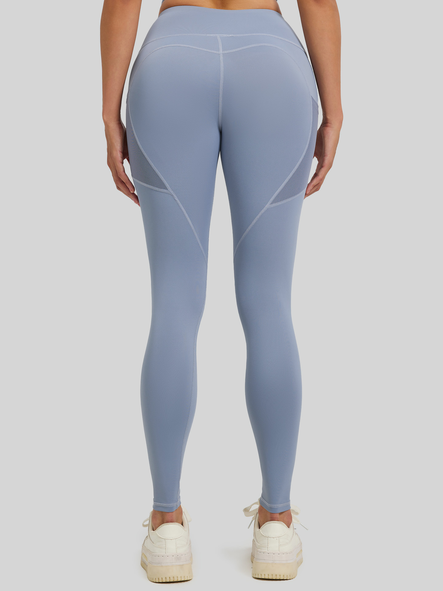 Juyitang Mesh Side Pocket Sports Fitness Long Pants Running Elastic High-Waist Hip-Lifting Yoga Pants Women Thin Style