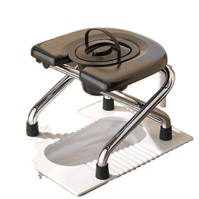 Extra Thick Stainless Steel Bathroom Squat Toilet Artifact Stool Foldableable Toilet Chair for the Elderly and Pregnant Women