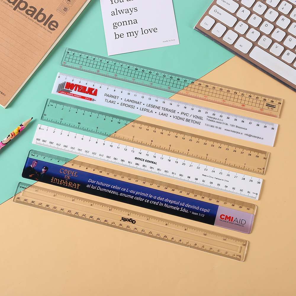 30 см линейка в наличии для картографии рекламная многофункциональная канцелярская пластиковая линейка литье под давлением черная шкала оптом