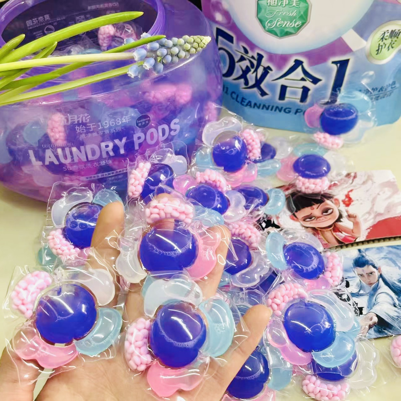 Mayflower [microcapsule] laundry beads five-in-one 5D fragrance condensation type laundry detergent decontamination lasting fragrance