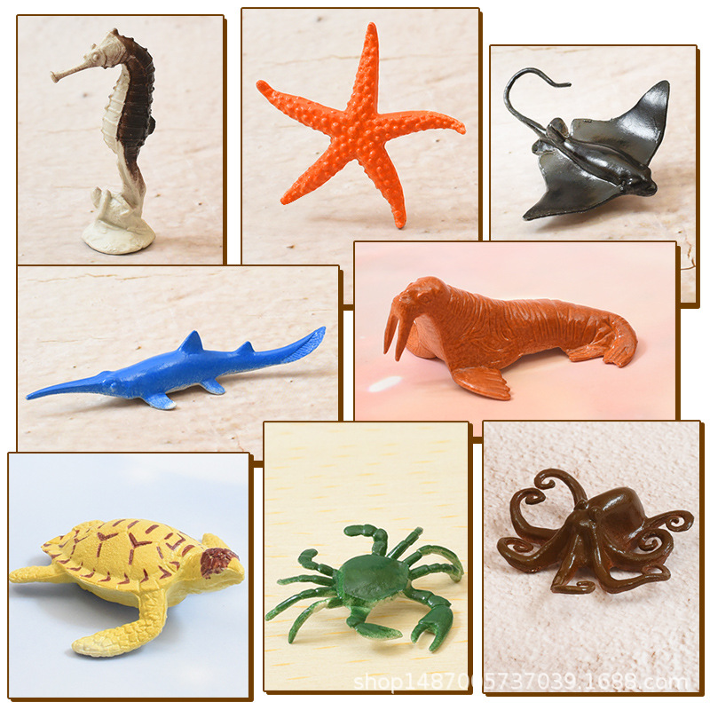 46 Mini Small Marine Animal Toys Artificial Model Doll Underwater World Dolphin Lobster Shark Crab