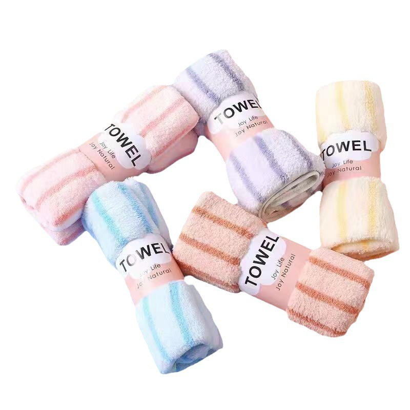 Manufacturer Wholesale Coral Velvet Towels Thickened Water-Absorbent Lint-Free Striped Towels Five-Pack Gift High-End Towels