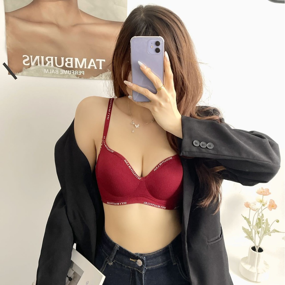 Cross-Border Foreign Trade Popular Women's Bra Underwear Breathable Hole Push-Up Solid Color Breast-Retracting Bra Women's Korean Underwear