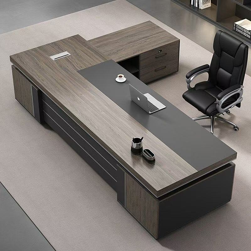 Boss Desk Office Desk and Chair Combination Fashionable President Desk Executive Desk Supervisor Desk Elegant Light Luxury Office Furniture