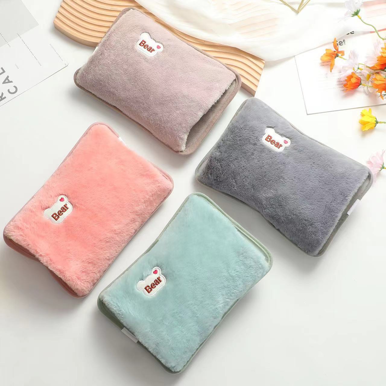 Ненормативный стандарт, спот кросс-бордерный мультяшный, перезаряжаемая грелка для воды, вышитая голова медведя, можно вставить в грелку для рук, кросс-бордерный европейский стандарт