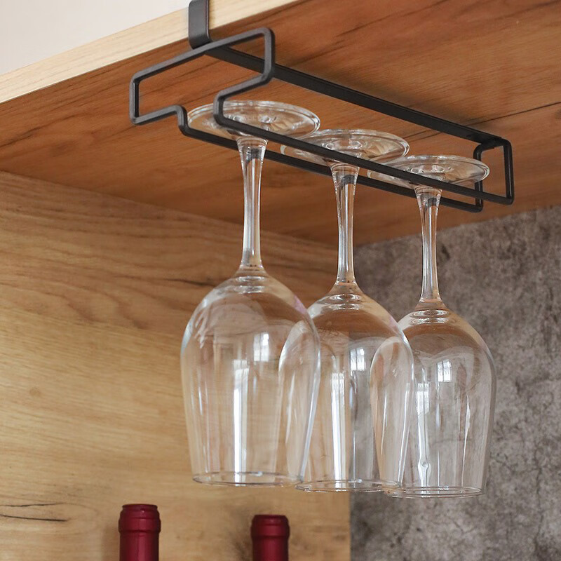 Punch-free upside-down wrought iron hanging tall red wine glass rack home bar hanging wine glass rack factory wholesale