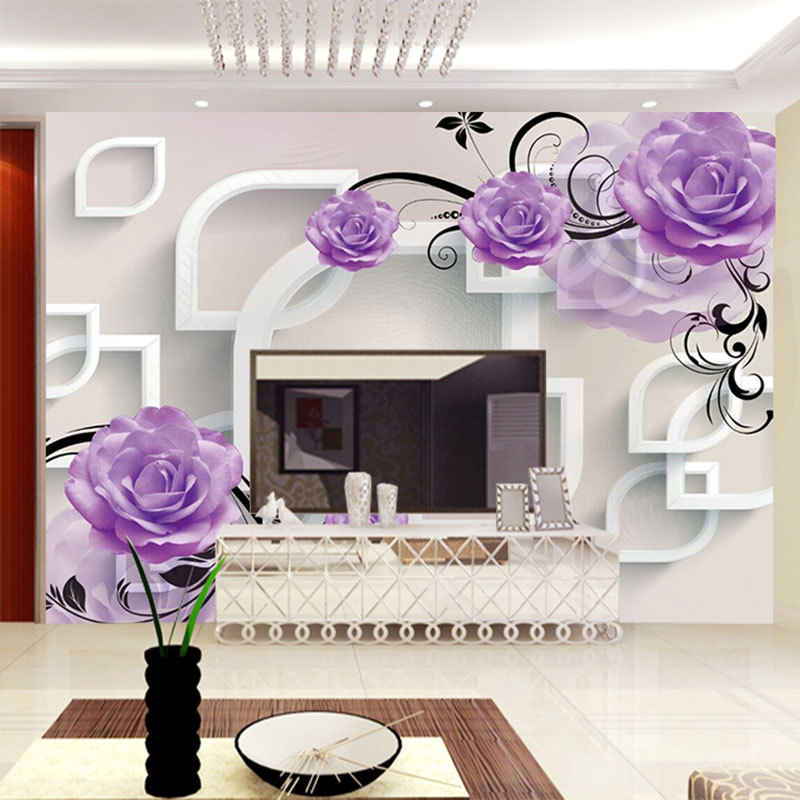 Three-Dimensional 3D Flower Mural Simple Tv Background Wall Wallpaper Living Room Bedroom Bedside Background Wall Pattern 8D Wall Covering