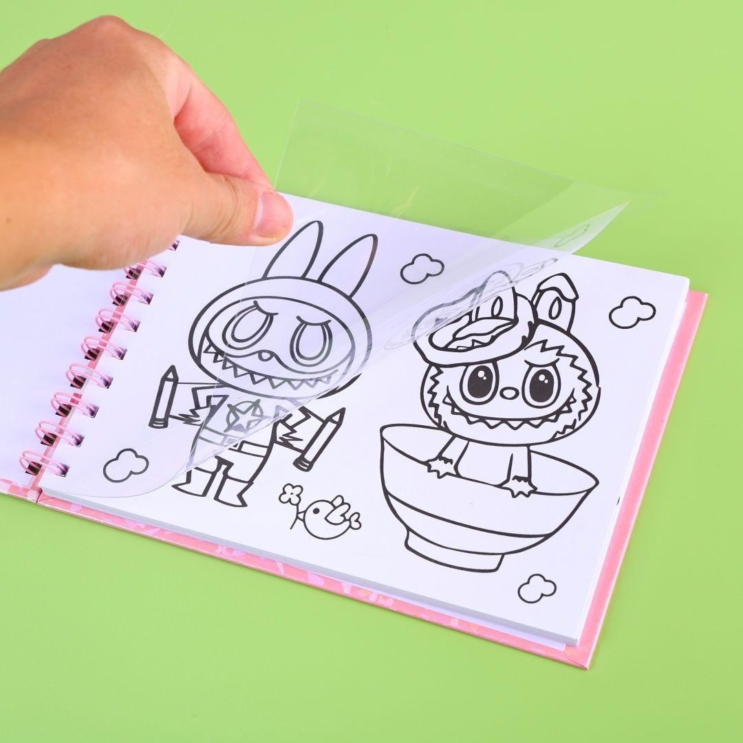 Labubu Coloring Coil Book Labubu High-Looking Ins Creative Picture Book Cute and Cute Drawing Book.