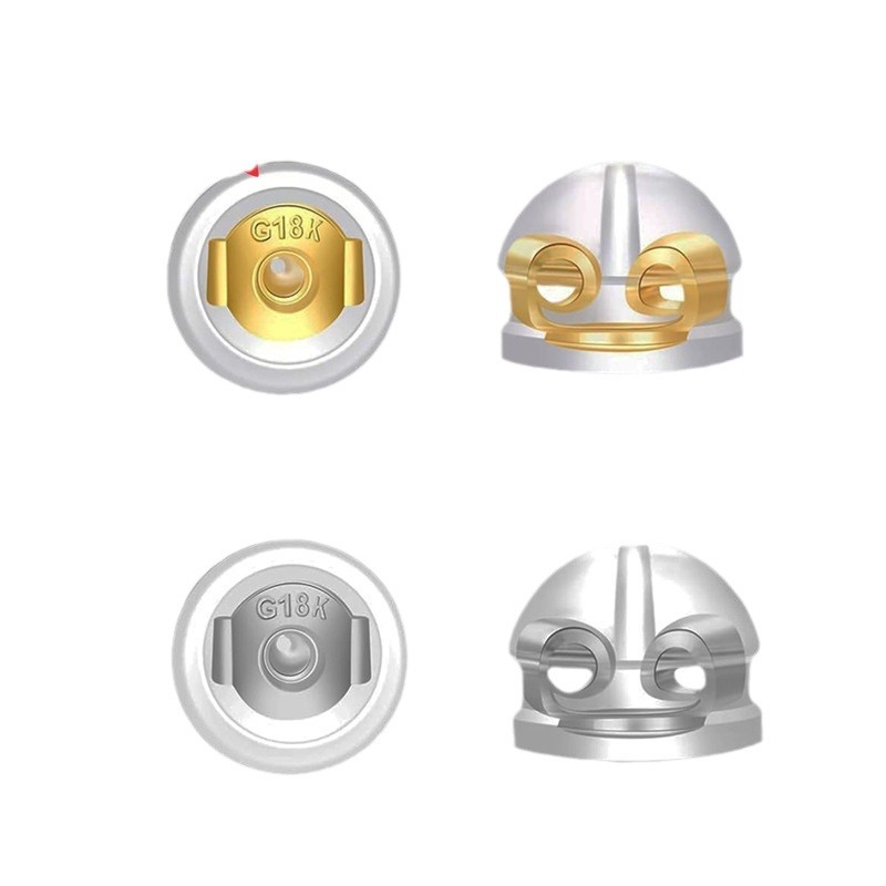 Liquid Silicone Hamburg-shaped Ear Plug Ear Stud Ear Plug Anti-slip Plug Transparent Plastic Ear Cap 18K Gold