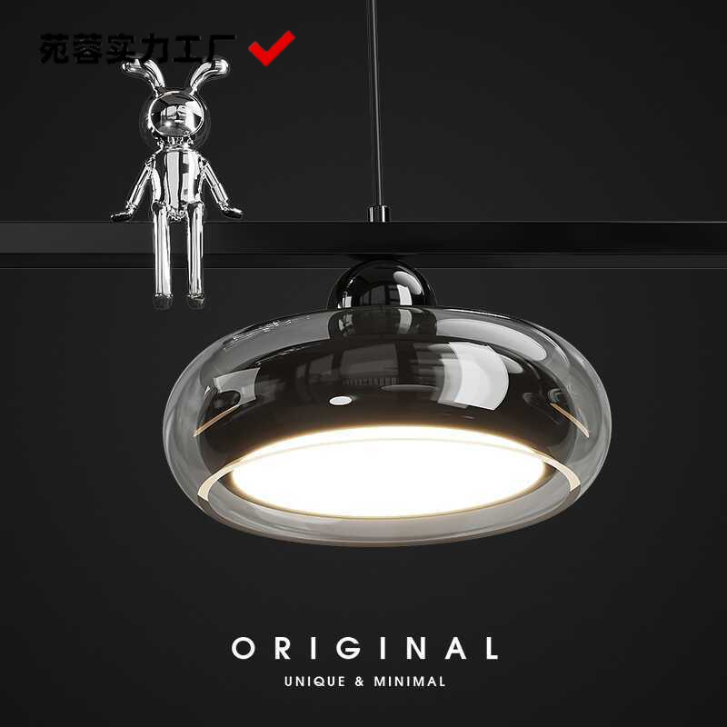 Modern Minimalist Chandelier Dining Room Light Luxury Straight Dining Table Long Strip Lamp Glass Minimalist Three-Head Bar Dining Room