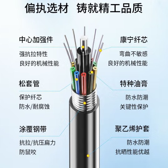 Boyang GYTS armored optical cable 72 core single-mode optical cable layer stranded indoor external line 100 m BY-GYTS-72B1.3