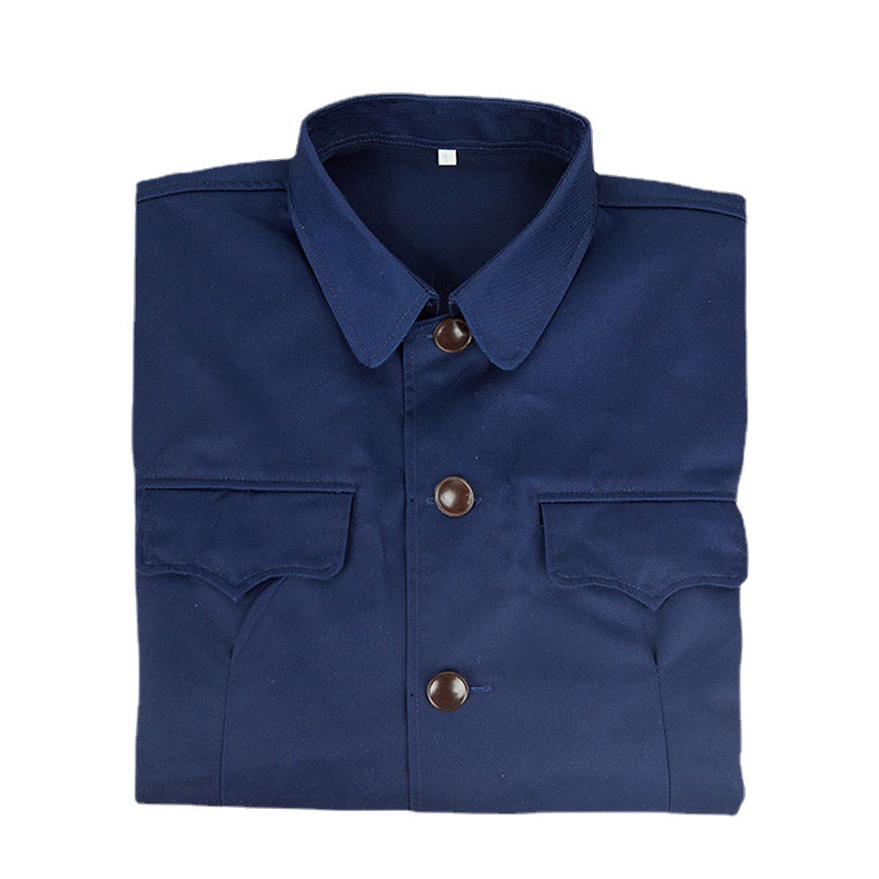 Single-layer spring and autumn middle-aged and elderly Chinese tunic men's military plainclothes coat Chinese style father blue costume a generation of hair