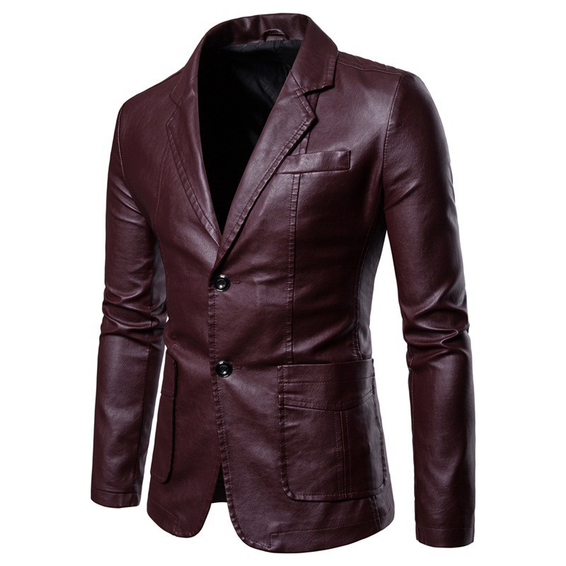 Plus Size Spring and Autumn Men's New Korean Style Fashion Leather Clothing PU Motorcycle Men's Slim Fit Leather Jacket Coat Men's Fashion Brand