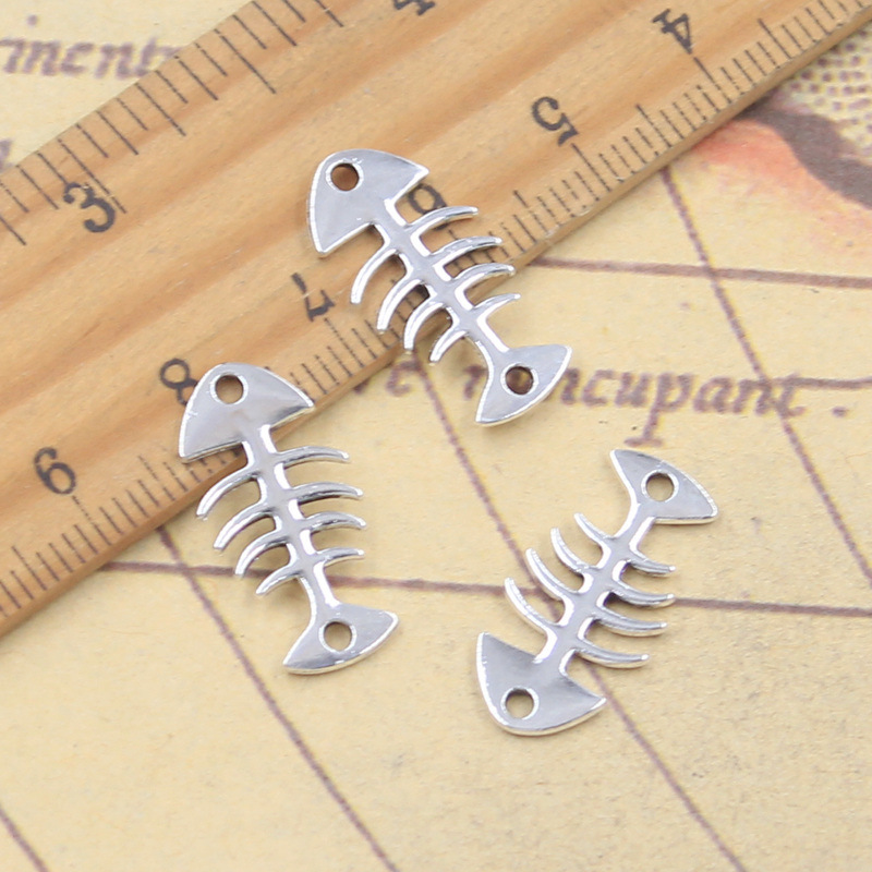 Ancient Silver Fishbone Connection DIY Jewelry Accessories Pendant Charm Necklace Bracelet Pendant
