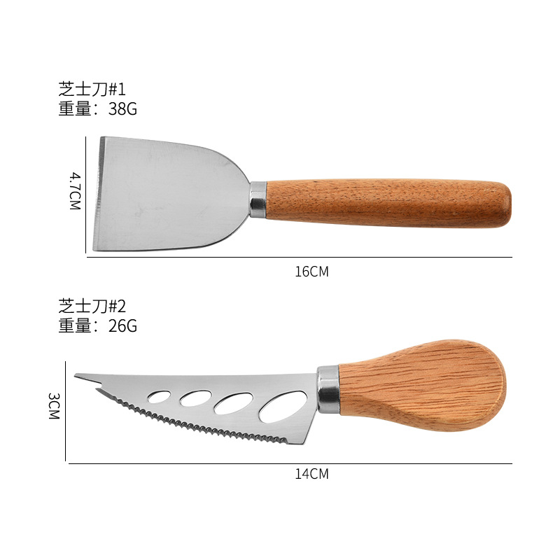 Factory direct wooden handle cheese cut stainless steel mini cheese knife cake fork butter cheese knife baking tools