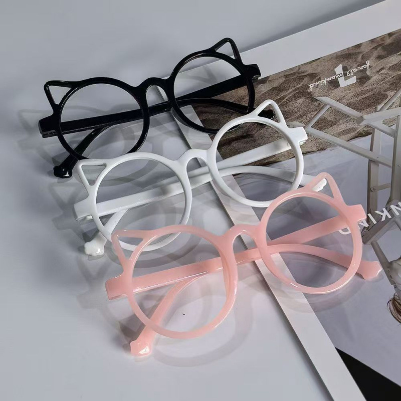 Children's Cat Eye Frame Girl Cute Cartoon Cat Lensless Glasses Boy Baby Photo Decorative Toy Frame